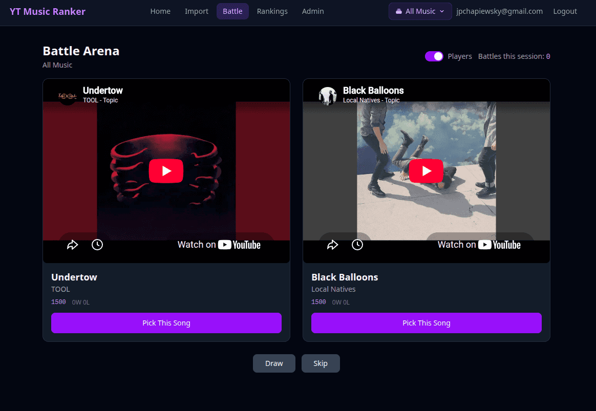 Youtube Music Ranker